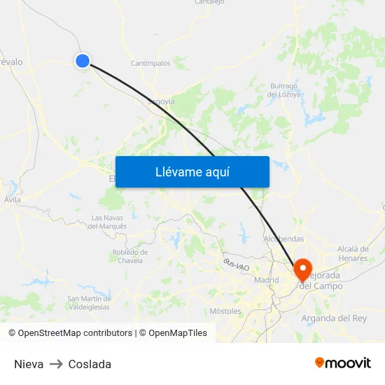 Nieva to Coslada map