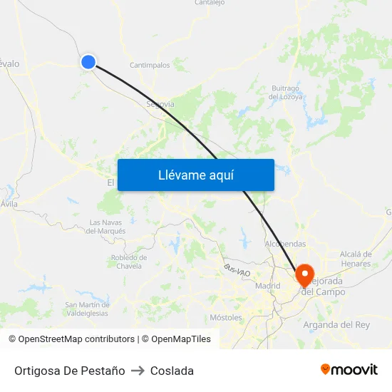 Ortigosa De Pestaño to Coslada map