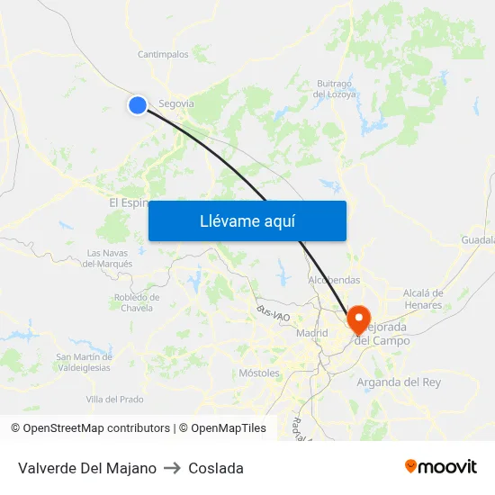 Valverde Del Majano to Coslada map