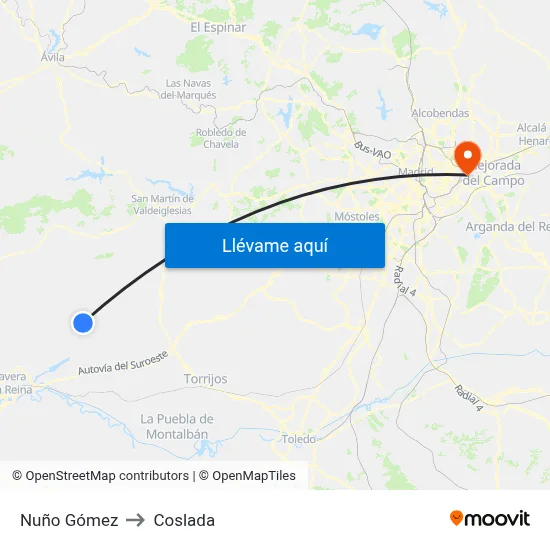 Nuño Gómez to Coslada map