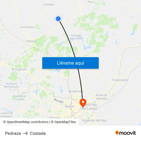 Pedraza to Coslada map