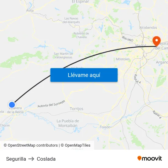 Segurilla to Coslada map