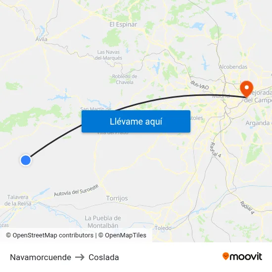 Navamorcuende to Coslada map