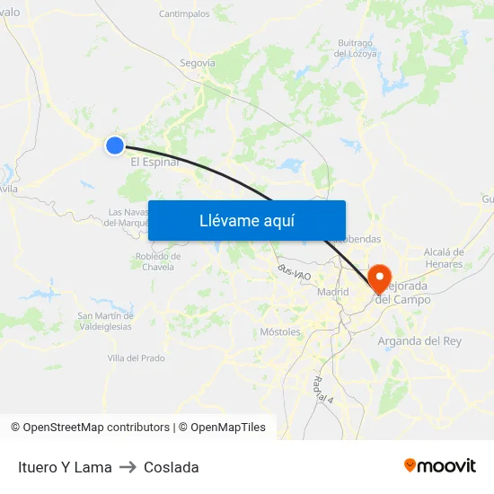 Ituero Y Lama to Coslada map