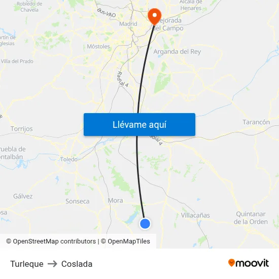 Turleque to Coslada map