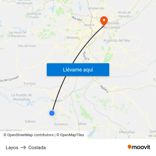 Layos to Coslada map