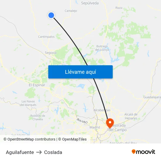 Aguilafuente to Coslada map