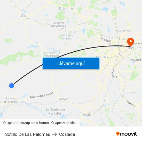 Sotillo De Las Palomas to Coslada map