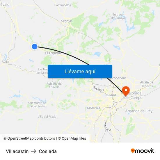 Villacastín to Coslada map
