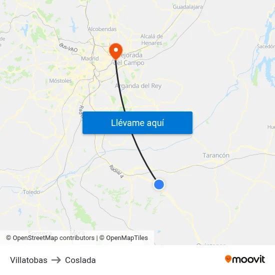 Villatobas to Coslada map
