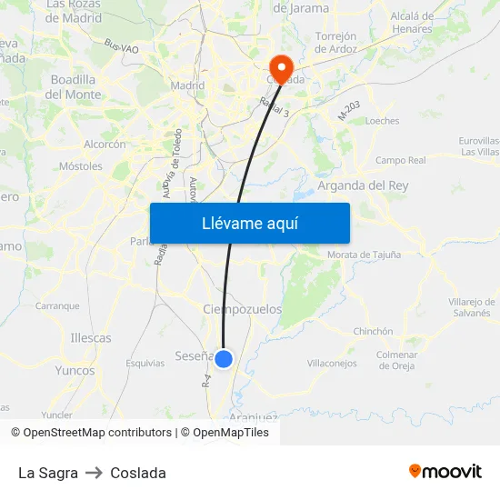 La Sagra to Coslada map