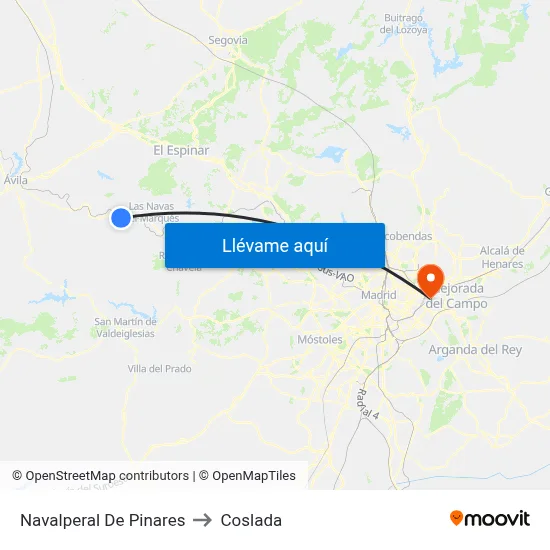 Navalperal De Pinares to Coslada map