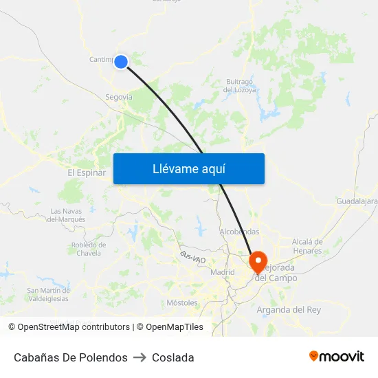 Cabañas De Polendos to Coslada map