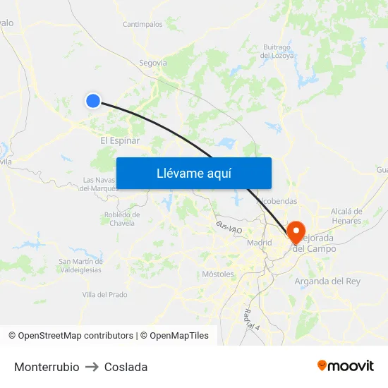 Monterrubio to Coslada map