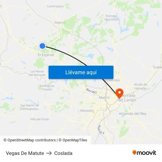 Vegas De Matute to Coslada map