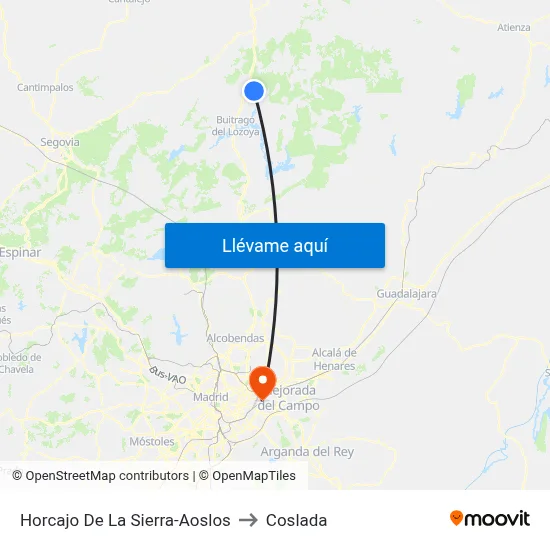 Horcajo De La Sierra-Aoslos to Coslada map