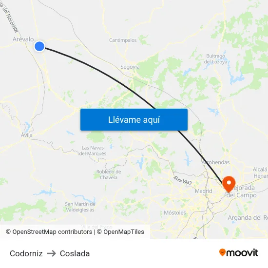 Codorniz to Coslada map