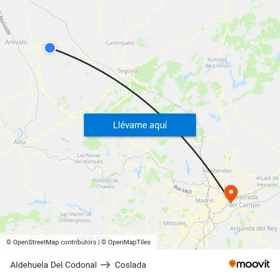 Aldehuela Del Codonal to Coslada map
