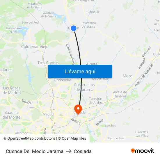 Cuenca Del Medio Jarama to Coslada map