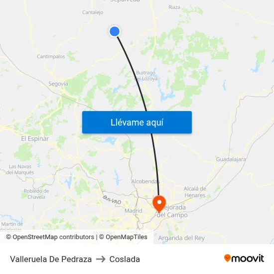 Valleruela De Pedraza to Coslada map