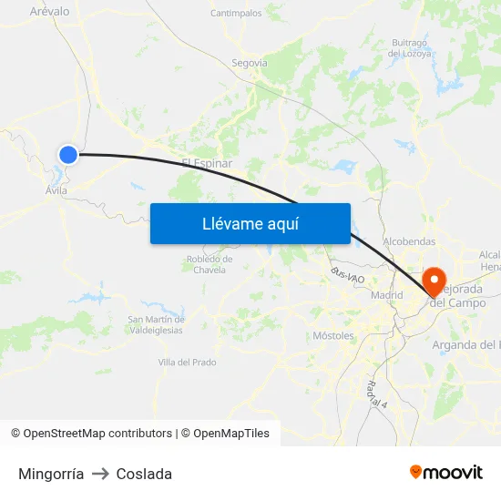 Mingorría to Coslada map