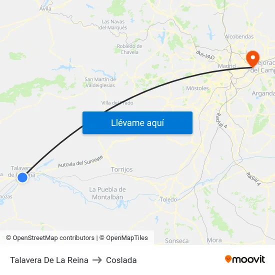 Talavera De La Reina to Coslada map