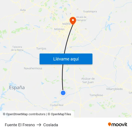 Fuente El Fresno to Coslada map