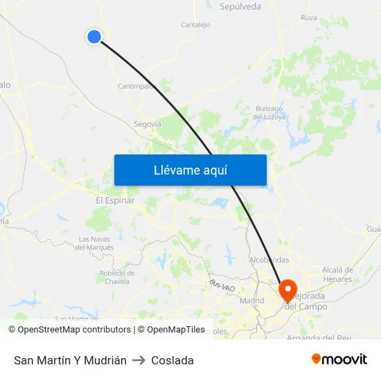 San Martín Y Mudrián to Coslada map