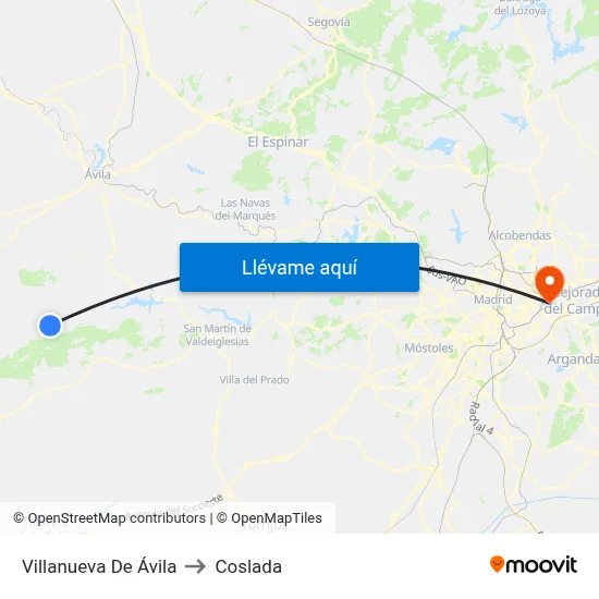 Villanueva De Ávila to Coslada map