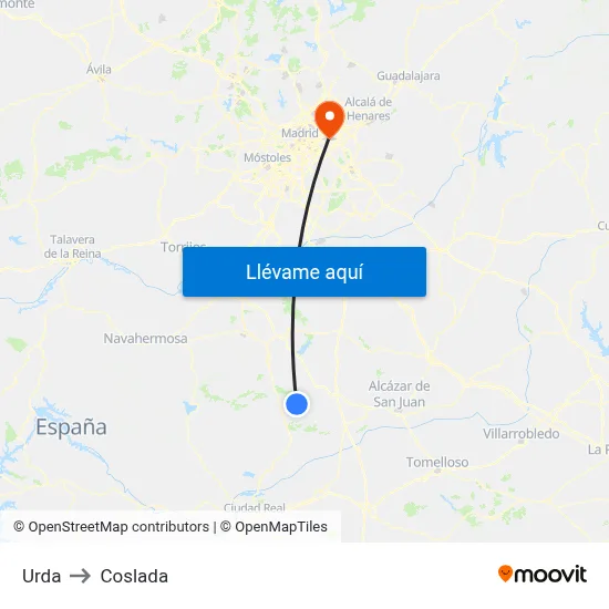 Urda to Coslada map