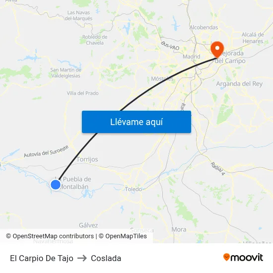 El Carpio De Tajo to Coslada map