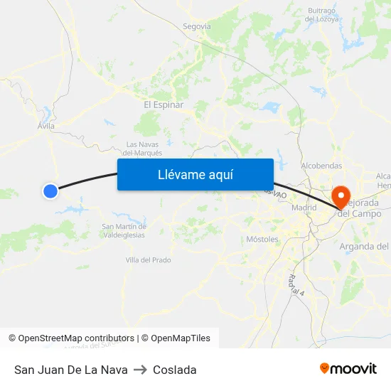 San Juan De La Nava to Coslada map