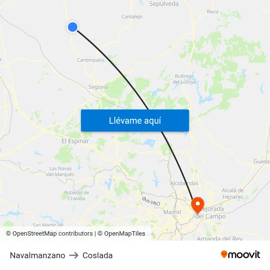 Navalmanzano to Coslada map