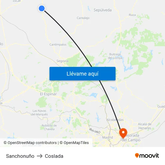 Sanchonuño to Coslada map
