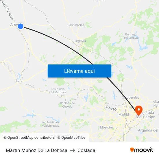 Martín Muñoz De La Dehesa to Coslada map