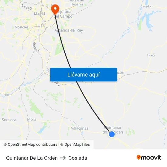 Quintanar De La Orden to Coslada map