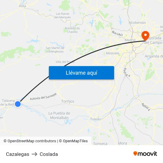 Cazalegas to Coslada map