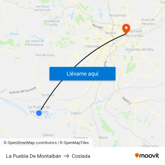 La Puebla De Montalbán to Coslada map