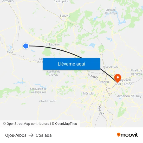 Ojos-Albos to Coslada map