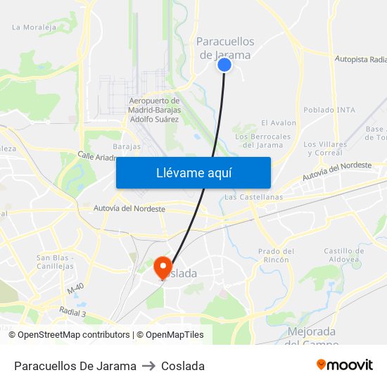 Paracuellos De Jarama to Coslada map