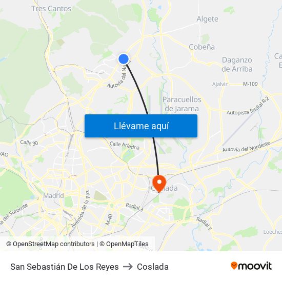 San Sebastián De Los Reyes to Coslada map