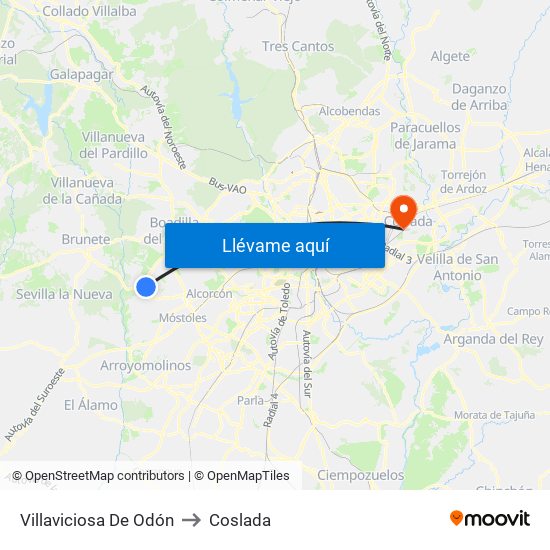 Villaviciosa De Odón to Coslada map