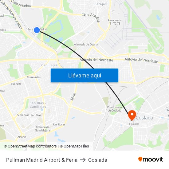 Pullman Madrid Airport & Feria to Coslada map