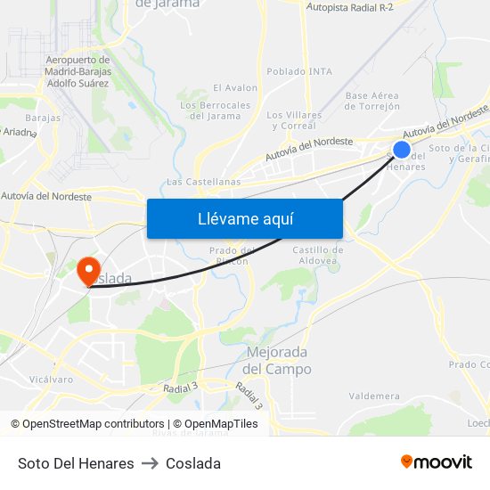Soto Del Henares to Coslada map