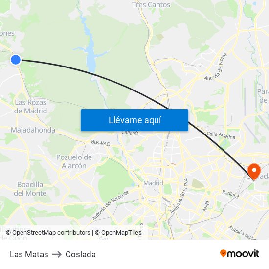 Las Matas to Coslada map