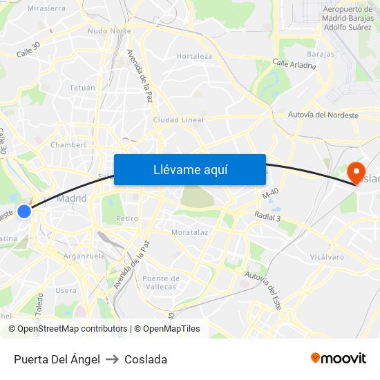 Puerta Del Ángel to Coslada map