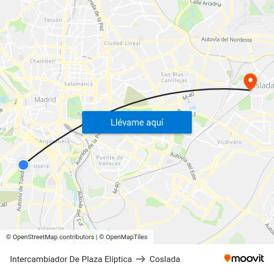 Intercambiador De Plaza Elíptica to Coslada map