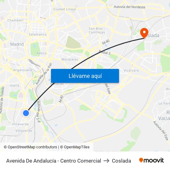 Avenida De Andalucía - Centro Comercial to Coslada map