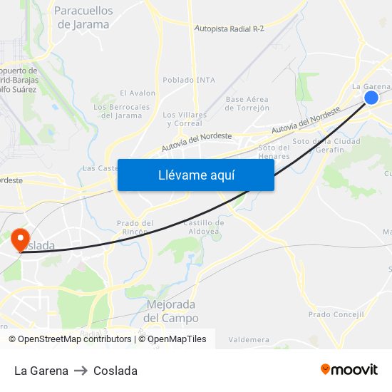 La Garena to Coslada map