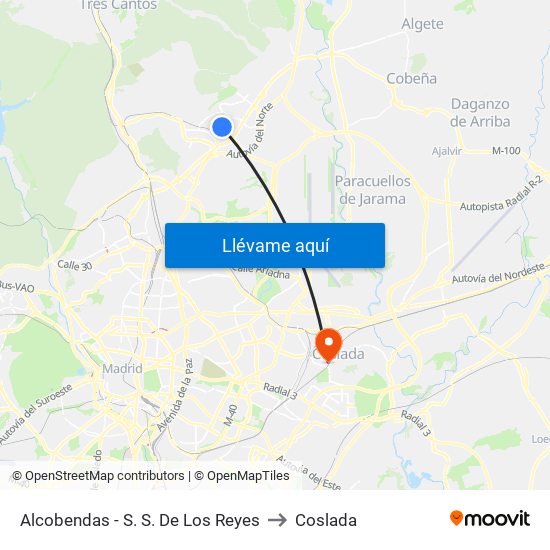 Alcobendas - S. S. De Los Reyes to Coslada map